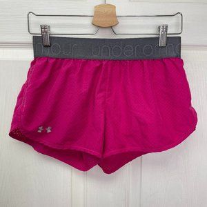 Under Armour Women Semi-Fitted Running Shorts Fuchsia Pink Mesh Small 4 - 6